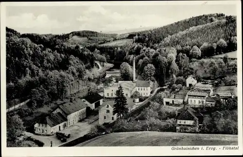 Ak Grünhainichen im Erzgebirge, Flöhatal, Teilansicht