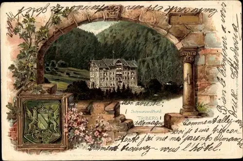Präge Wappen Litho Triberg im Schwarzwald, Schwarzwaldhotel