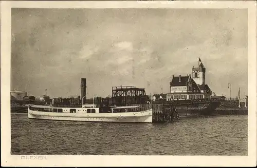 Ak Blexen Nordenham in Oldenburg, Dampfer am Anleger