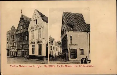 Ak Mechelen Mecheln Malines Flandern Antwerpen, Alte Häuser, Rue Ste. Catherine