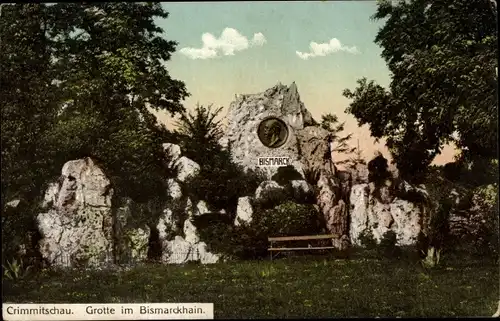 Ak Crimmitschau in Sachsen, Grotte im Bismarckhain