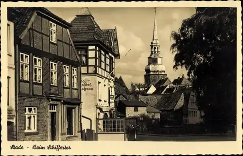 Ak Stade in Niedersachsen, beim Schiffertor, Gasthof