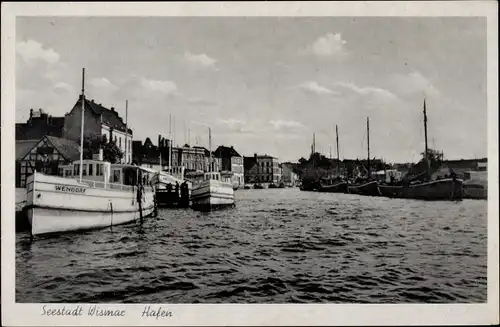 Ak Hansestadt Wismar, Hafen, Boot Wendorf