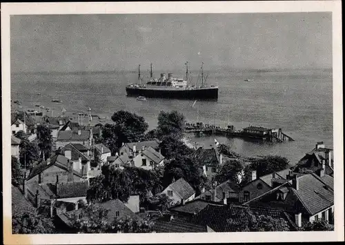 Ak Hamburg Altona Blankenese, Blick von Terrasse auf Dampfschiff, Elbe