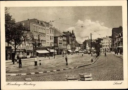 Ak Hamburg Harburg, Sand, Gleise, Straßenpartie