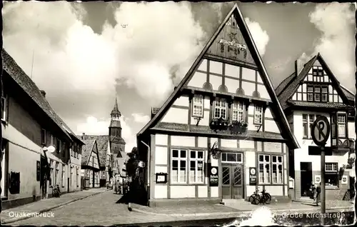 Ak Quakenbrück in Niedersachsen, Große Kirchstraße, Fachwerkhaus