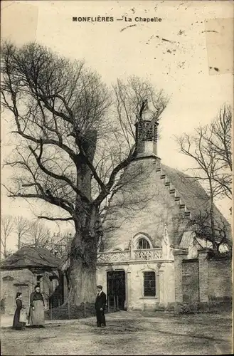 Ak Monflières Somme, Kapelle, Baum