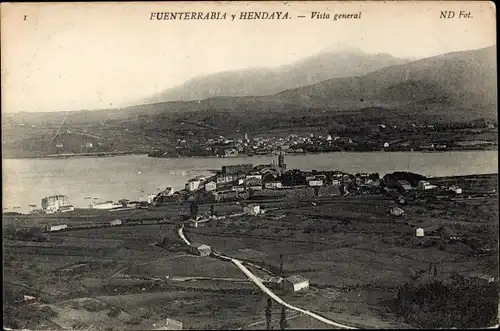 Ak Hondarribia Fuenterrabia Baskenland, Gesamtansicht, Hendaya