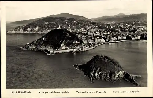 Ak Donostia San Sebastian Baskenland, Stadt vom Igueldo gesehen