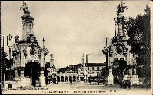 Ak Donostia San Sebastian Baskenland, Brücke Maria Christina