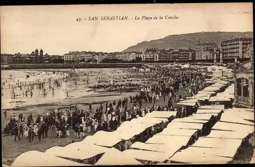 Ak Donostia San Sebastian Baskenland, Concha, Strand