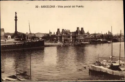 Ak Barcelona Katalonien Spanien, Hafen