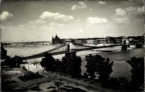 Ak Budapest Ungarn, Panorama, Donau, Brücke, Fotograf Hollenzer Bela