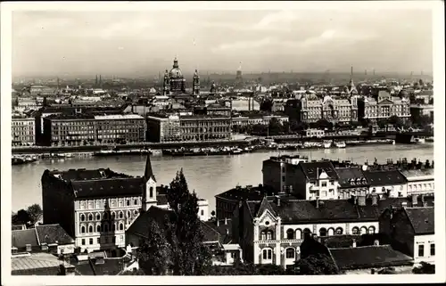 Ak Budapest Ungarn, Totalansicht, Donau