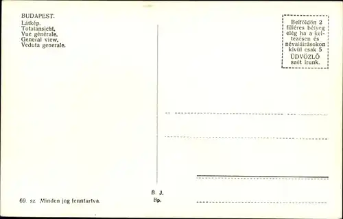 Ak Budapest Ungarn, Totalansicht, Donau