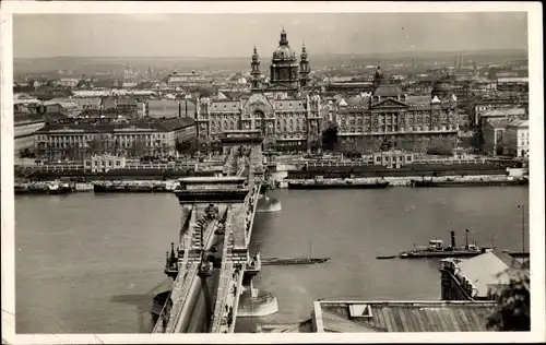 Ak Budapest Ungarn, Donauansicht, Brücke