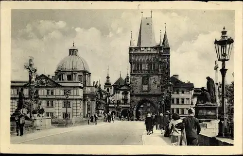 Ak Praha Prag Tschechien, Altstädter Brückenturm, Kreuzherren Kloster