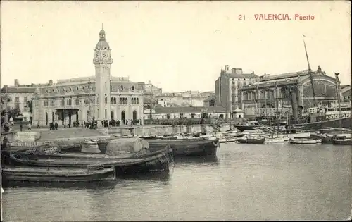 Ak Valencia Stadt Spanien, Hafen