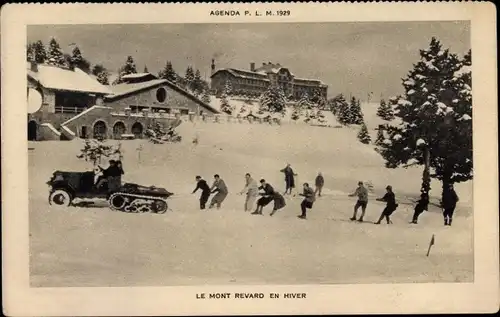 Ak Mont Revard Aix les Bains Savoie, Im Winter, Kettenfahrzeug um 1929