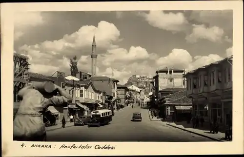 Ak Ankara Türkei, Anafartalar Caddesi, Straßenansicht, Minarett, Bus