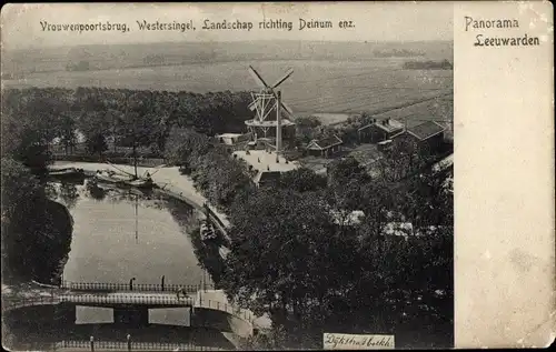Ak Leeuwarden Friesland Niederlande, Panorama, Vrouwenpoortsbrug, Westersingel