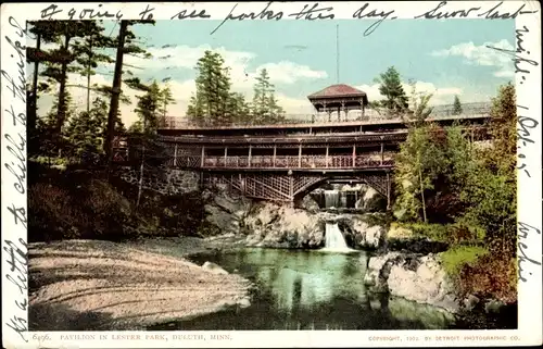 Ak Duluth Minnesota USA, Pavillon im Lester Park