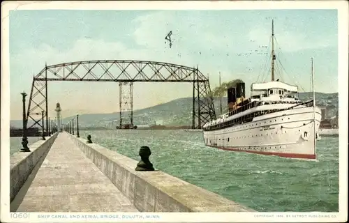 Ak Duluth Minnesota USA, Schiffskanal, Luftbrücke