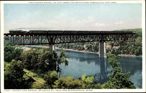 Ak Minneapolis Minnesota USA, Short Line Bridge, zwischen St. Paul