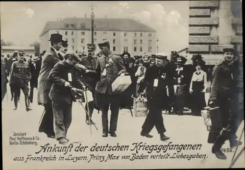 Ak Luzern Stadt Schweiz, Ankunft der deutschen Kriegsgefangenen aus Frankreich, Prinz Max von Baden