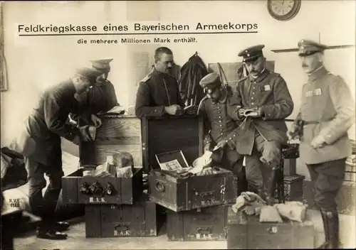 Ak Feldkriegskasse eines Bayerischen Armeekorps, I WK