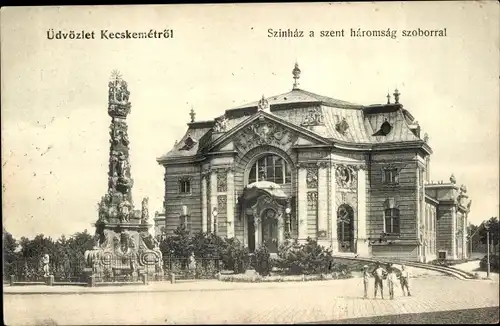Ak Kecskemét Ketschkemet Ungarn, Theater, Denkmal