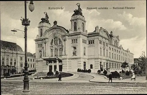 Ak Cluj Napoca Klausenburg Kolozsvar Rumänien, National-Theater