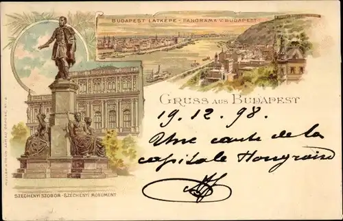 Litho Budapest Ungarn, Szechenyi-Monument, Panorama