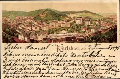 Litho Karlovy Vary Karlsbad Stadt, Gesamtansicht