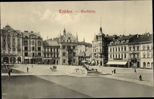 Ak Tetschen Ustecky Kraj, Marktplatz, Denkmal