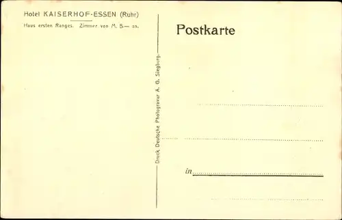 Ak Essen im Ruhrgebiet, Hotel Kaiserhof, großer Saal