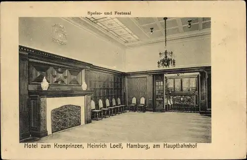 Ak Hamburg Mitte Altstadt, Hotel zum Kronprinzen, Speisesaal, Festsaal