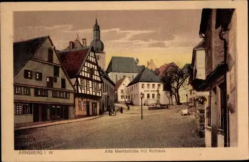 Ak Arnsberg im Sauerland Westfalen, Alte Marktstraße, Rathaus