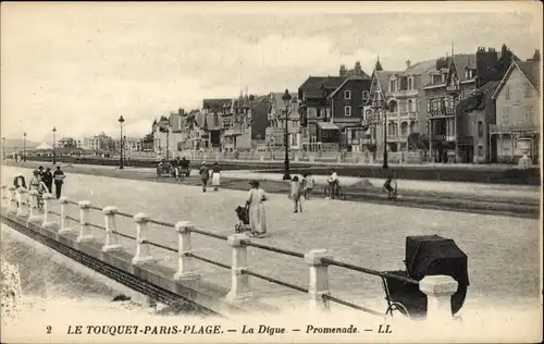 Ak Le Touquet Paris Plage Pas de Calais, Ufermauer, Promenade