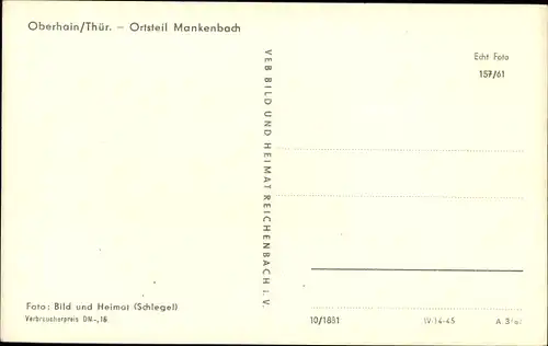 Ak Mankenbach Oberhain Königsee in Thüringen, Straßenpartie