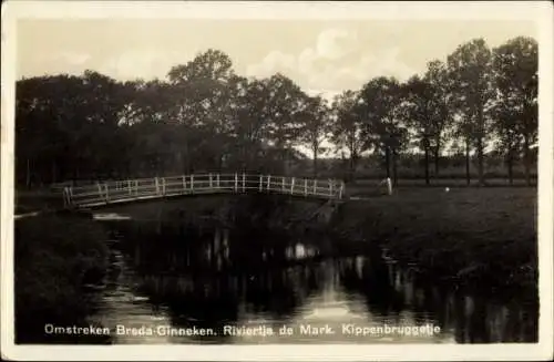 Ak Ginneken en Bavel Nordbrabant, Omstreken Breda-Ginneken, Riviertje de Mark, Kippenbruggetje