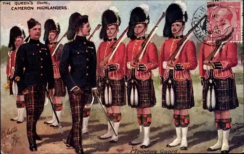Künstler Ak The Queen's Own Cameron Highlanders