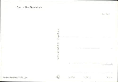 Ak Gera in Thüringen, Der Ferberturm