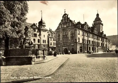 Ak Gotha in Thüringen, Rathaus mit Schellenbrunnen