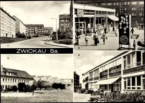 Ak Zwickau, Kaufhalle, Kinderhort der Otto-Grotewohl-Schule, Kindergarten, Kinderkrippe Eschenweg
