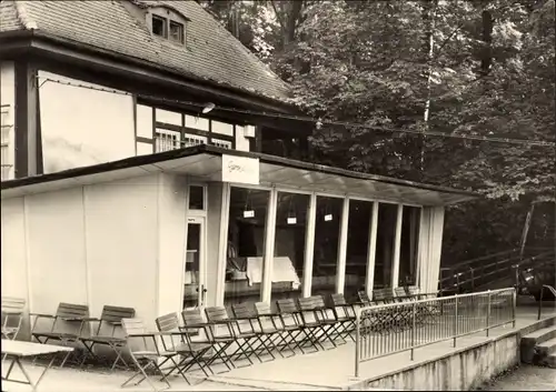 Ak Saalfeld an der Saale Thüringen, Gartenlokal Feengrotten, Terrasse