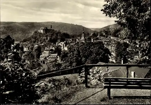 Ak Greiz Vogtland, Blick vom Hainberg zum Oberen Schloss