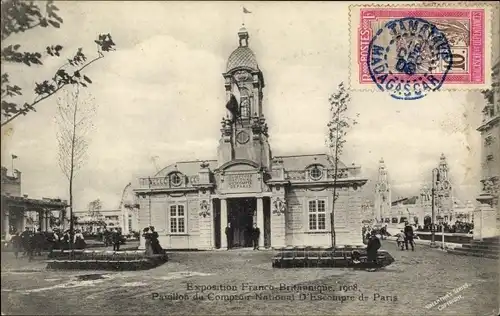 Ak London City England, Französisch-britische Ausstellung von 1908, Pavillon du Comptoir National