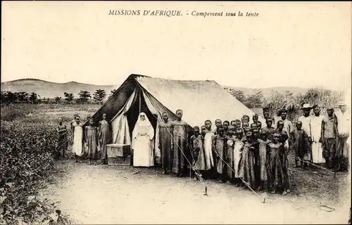 Ak Missions d&#39;Afrique, Camp unter dem Zelt