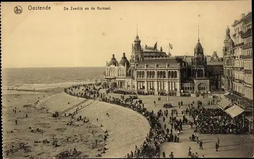 Ak Ostende Westflandern, De Zeedijk en de Kursaal